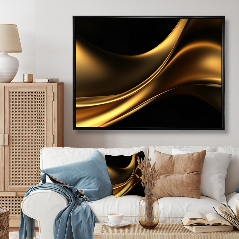 Or noir surréel II sur toile imprimée, Cadre flottant noir, H 34 po x l 44 po x P 1,5 po