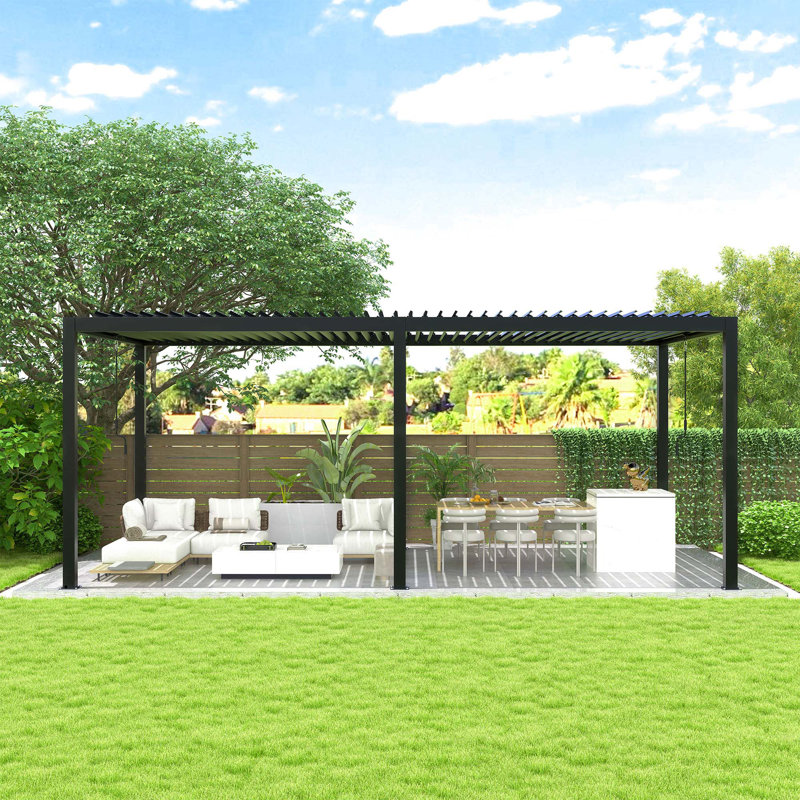Louver Pergola Aluminum Frame & Steel Louvers, H 90,5 po x l 228 po x P 118 po