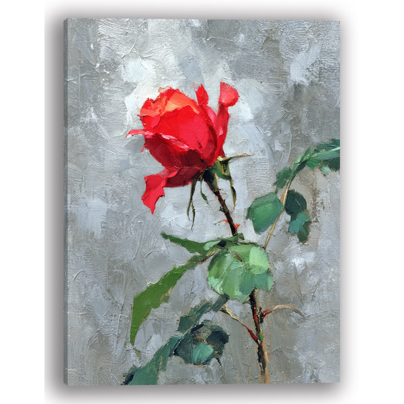 Art solitaire sur toile rose solitaire, H 24 po x l 16 po