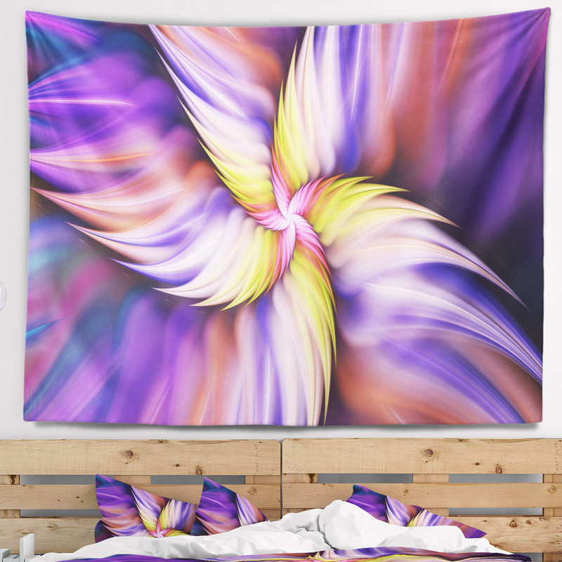Tapisserie florale florale, mauve et jaune, H 32 po x l 39 po