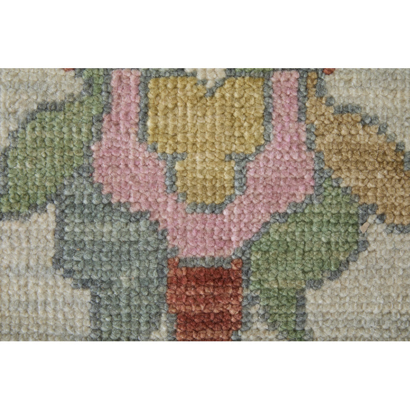 Karina Hand Knotted Wool Floral Area Rug in Blue/Gray/Rust/Gold, Rectangle 8'6" x 11'6"