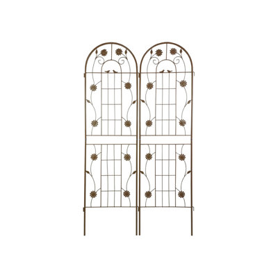 Treillis de jardin brun brun antirouille pour l'extérieur, paquet de 2 treillis en métal 71 po x 19,7 po pour plantes grimpantes