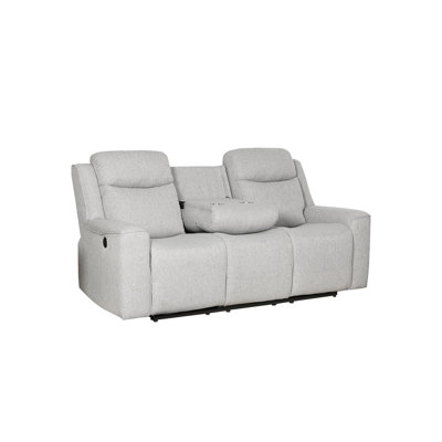 2-Seater Upholstered Recliner Sofa with Center Console and Cup Holders - Ancient White