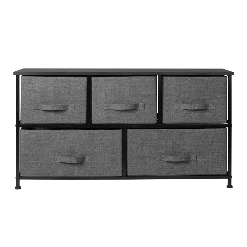 Commode double 5 tiroirs Vetter, Gris anthracite/noir
