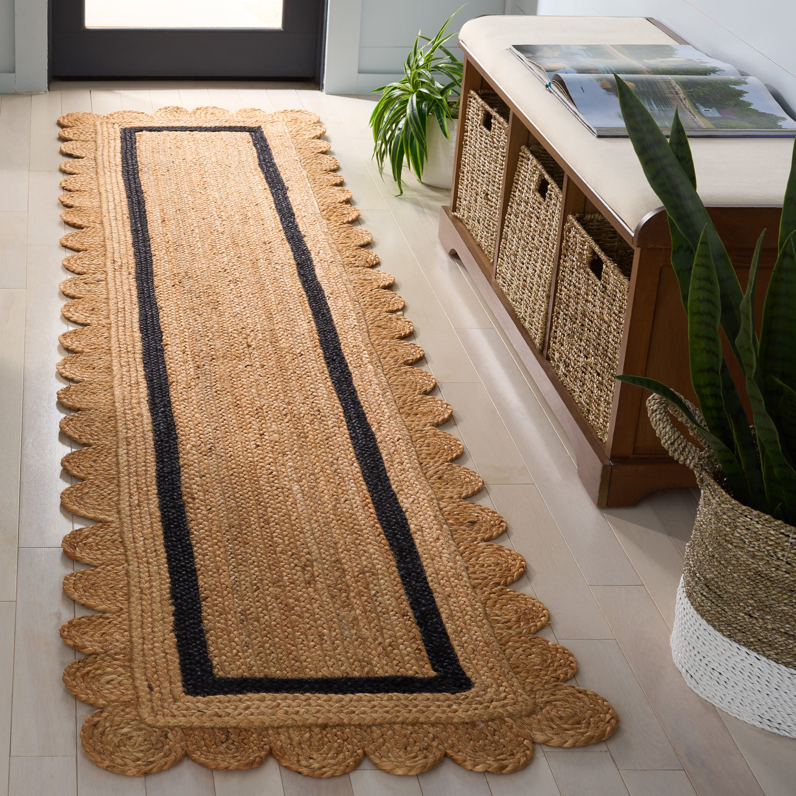 Inaki Hand-Woven Geometric Jute Rug, Runner 2'3" x 9'