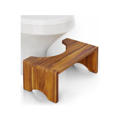 7" Wooden Bathroom Foldable Toilet Stool, Brown