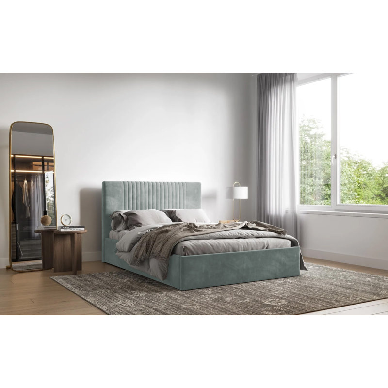Malmo Kailua Upholstered Bed Frame - Plush Velvet with Headboard and Sprung Slats, Small Double (4'), Chrome