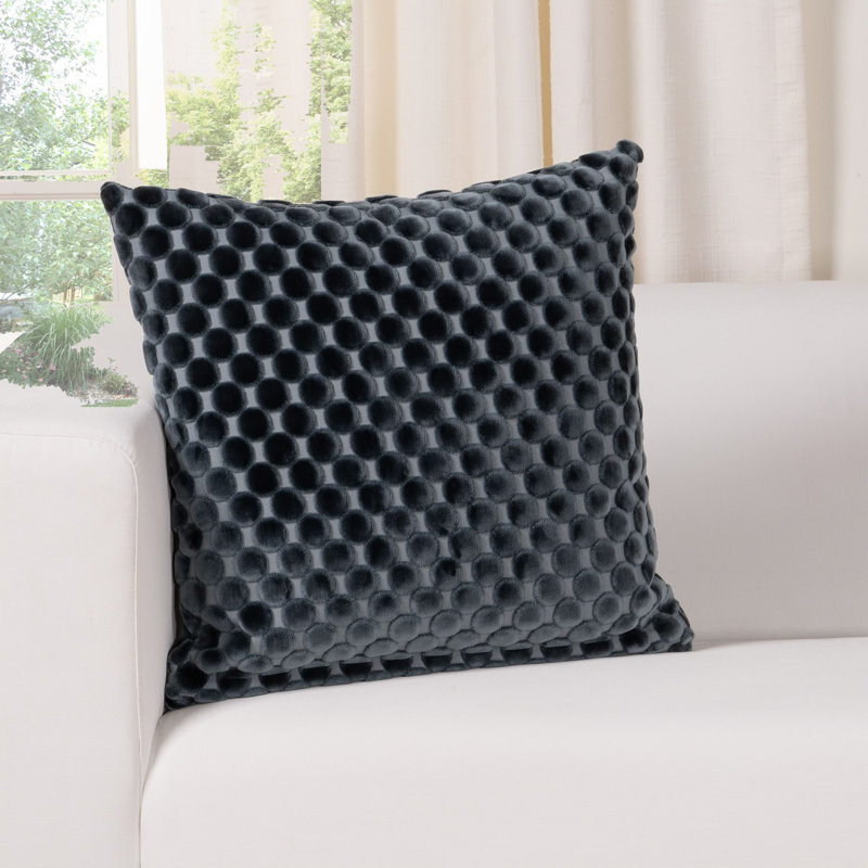 Oreiller en velours Nirvan, Bleu, Carré 26 po, Polyester