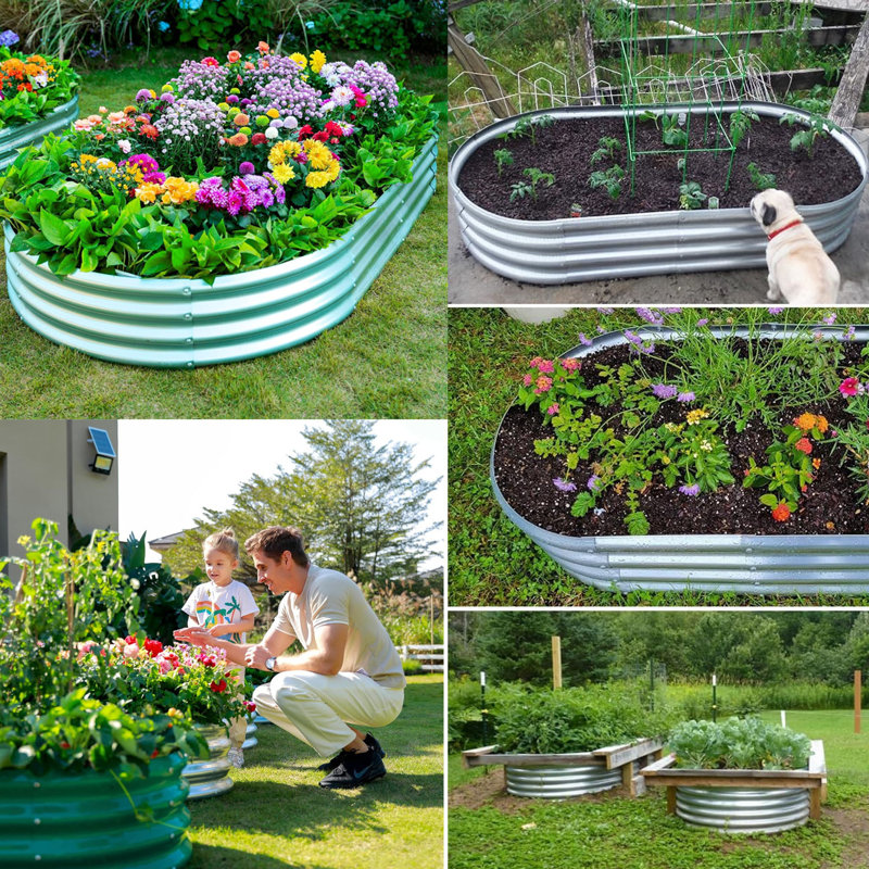 Churdan Metal Raised Garden Bed, Silver, 11.4" H x 89" W x 44.6" D