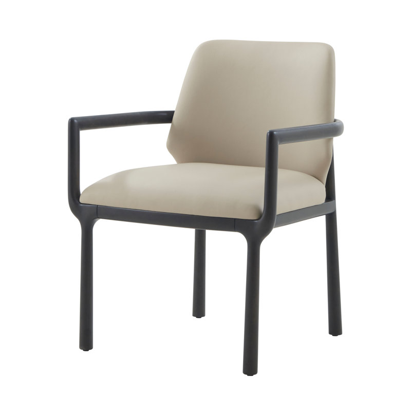 Kesden 19.25'' H Leather Upholstered Beech Armchair, Silent Black