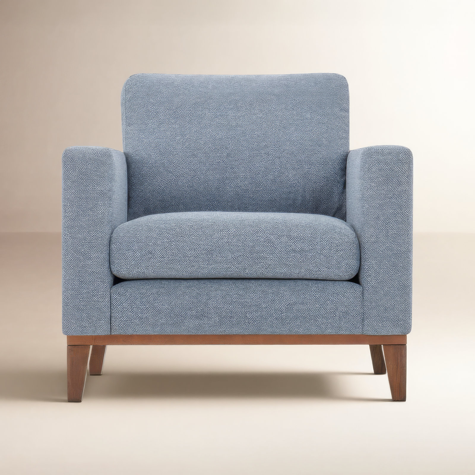 Libra Upholstered Armchair, Sky Blue Performance Basketweave