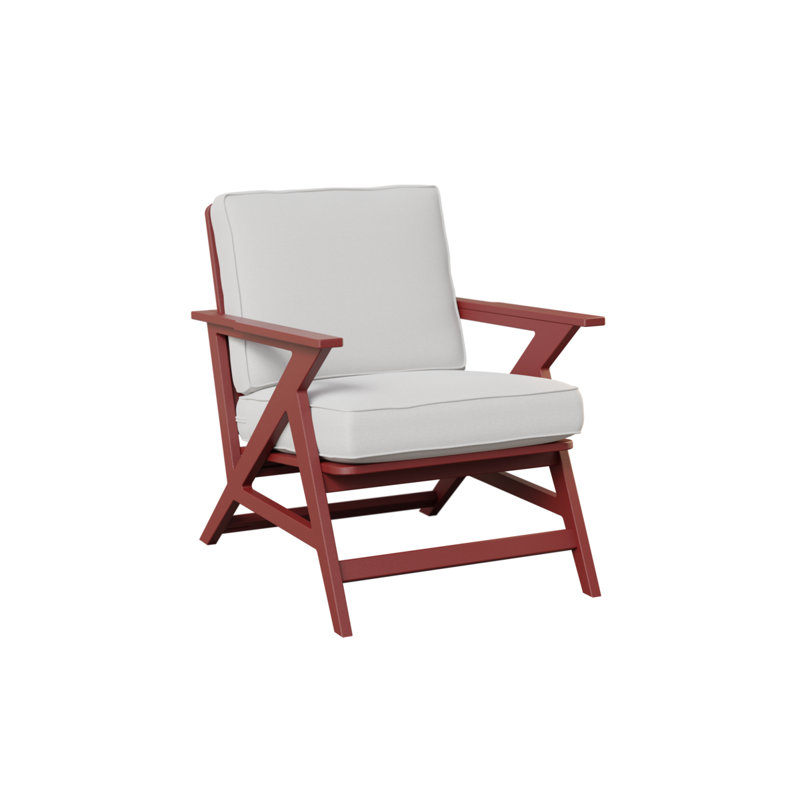 Chaise longue et coussins Kinsley, Mélange de lin, Rouge