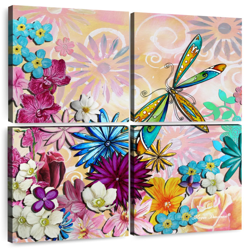 Collage floral fantaisiste Harnek II, H 74 po x l 74 po