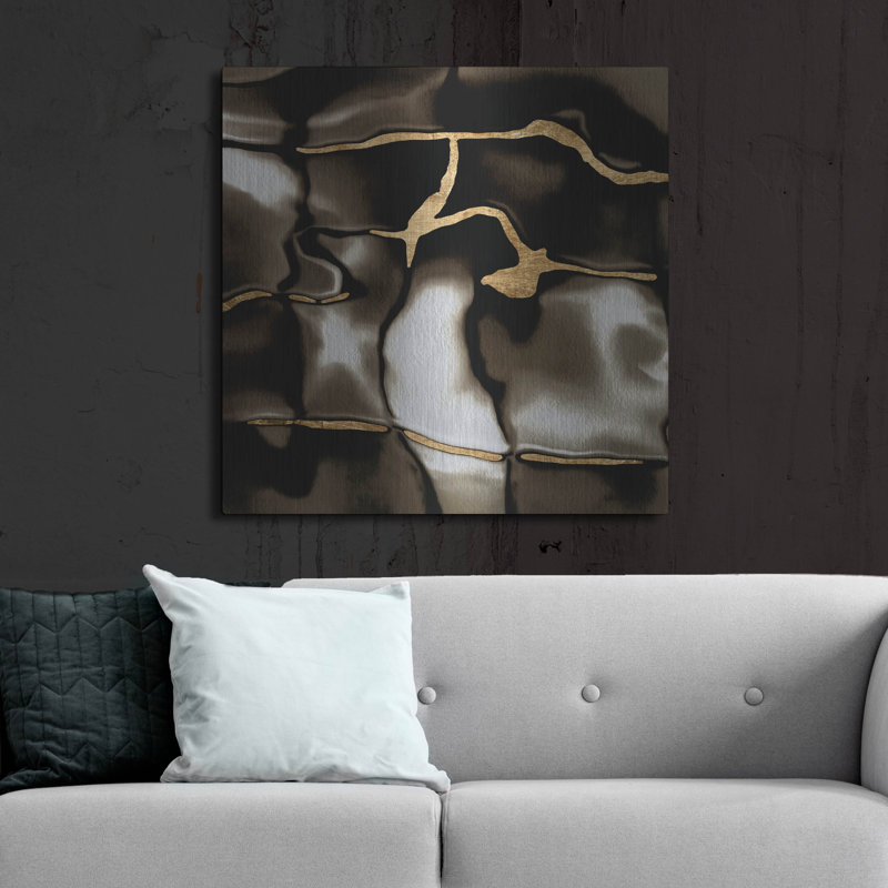  «Golden Shimmer 4» par Alonzo Saunders, art mural en métal, 36 po x 36 po