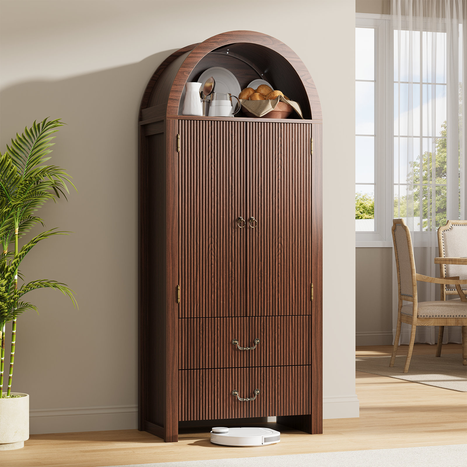 71" H Kitchen Pantry Cabinet - Walnut