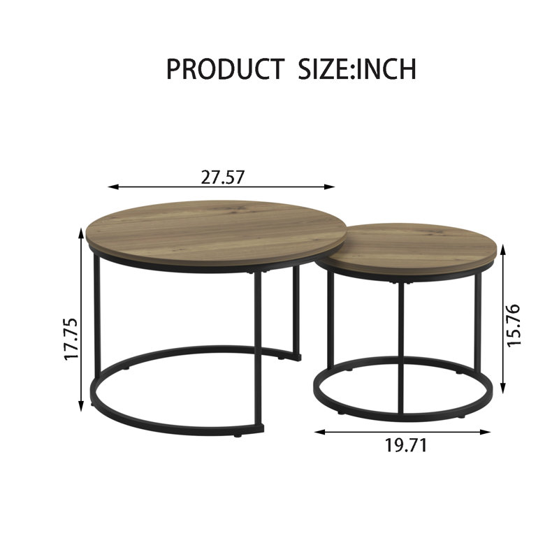 Table basse gigogne en bois 27,6 po, Wood, Brown