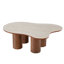 Table basse moderne en forme de nuage de 122 cm avec plateau en pierre frittée, table basse irrégulière en travertin avec 4 pieds cylindriques, pour salon, finition MDF et noyer