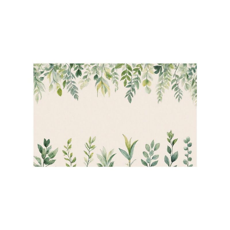 Green Leaf Vine Border Bath Rug, 16L X 24W