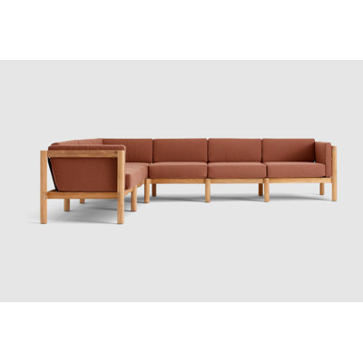 Haven Teak Outdoor Sectional With Sunbrella Cushions In Graystone