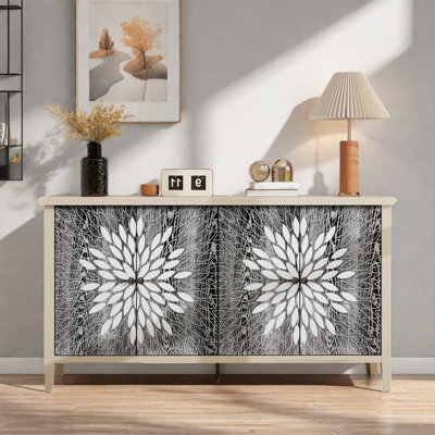 4-door Sideboard With Adjustable Shelves And Exquisite Creative Carving by Winston Porter