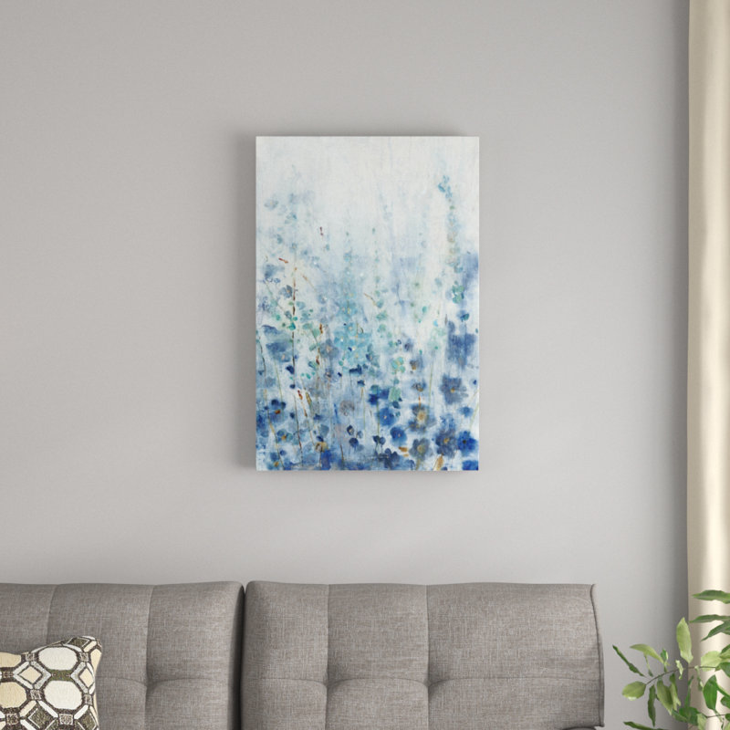 Misty Blooms I - Painting, 76cm H x 51cm W, Black Floater Framed Canvas