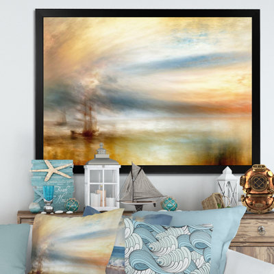 Voilier pendant un coucher de soleil exotique - art mural sur toile de bord de mer