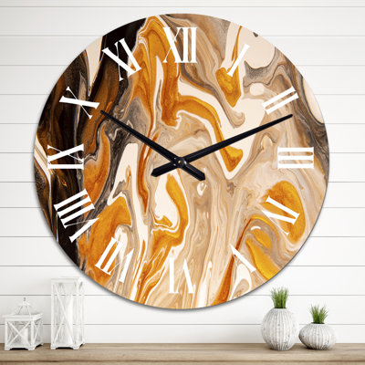 Horloge murale moderne brun, brun, blanc et gris