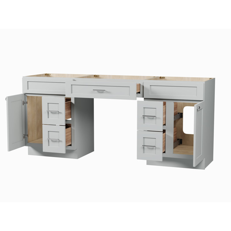 78'' Double Bathroom Vanity Base Only, Gray