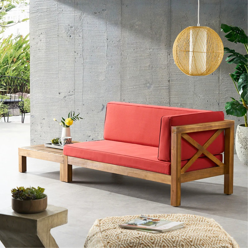 X-Back Right Corner Bench, Red, Brown