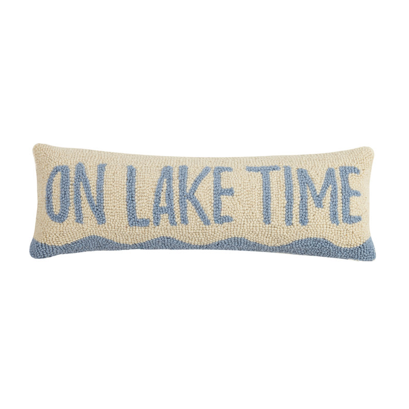 On Lake Time Wool Hook Throw Pillow