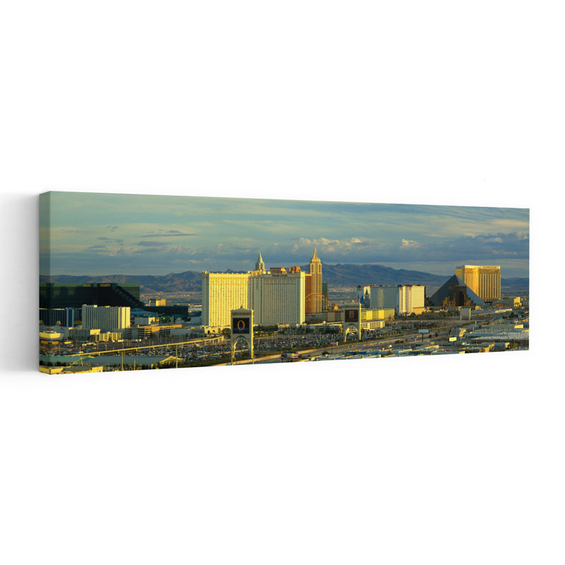 Afternoon The Strip Las Vegas NV USA 1 Piece Wrapped Canvas Panoramic Wall Art, 30.48 cm H x 91.44 cm W