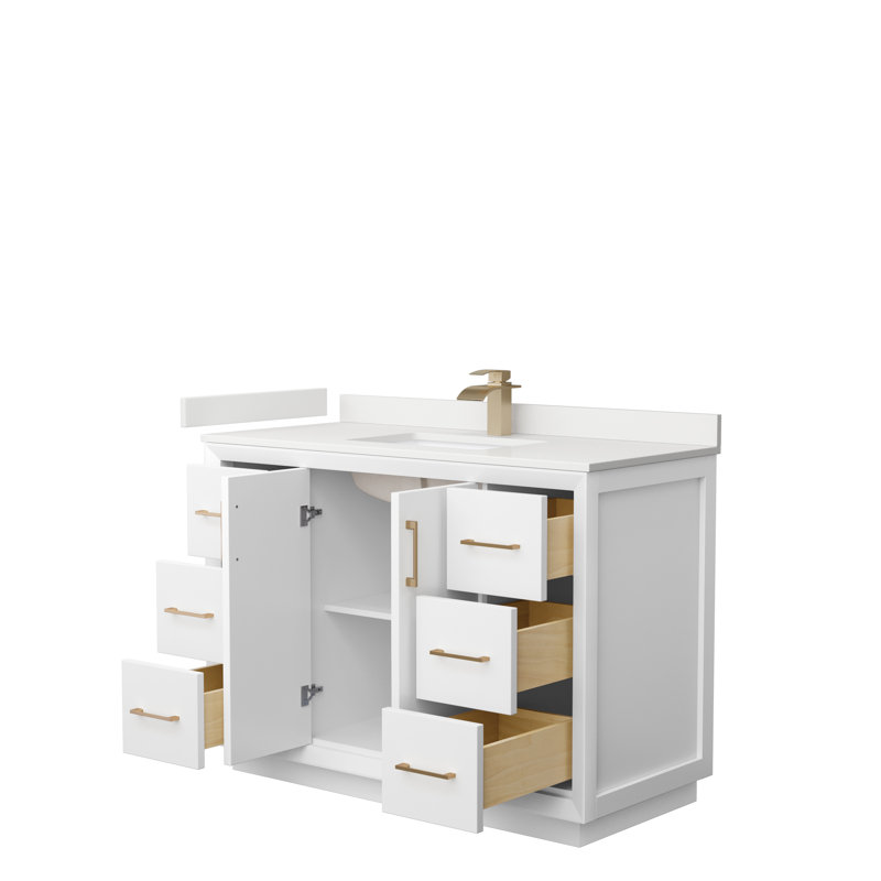 Meuble-lavabo simple avec plateau Strada 48, WDX13343, Blanc, Noir mat
