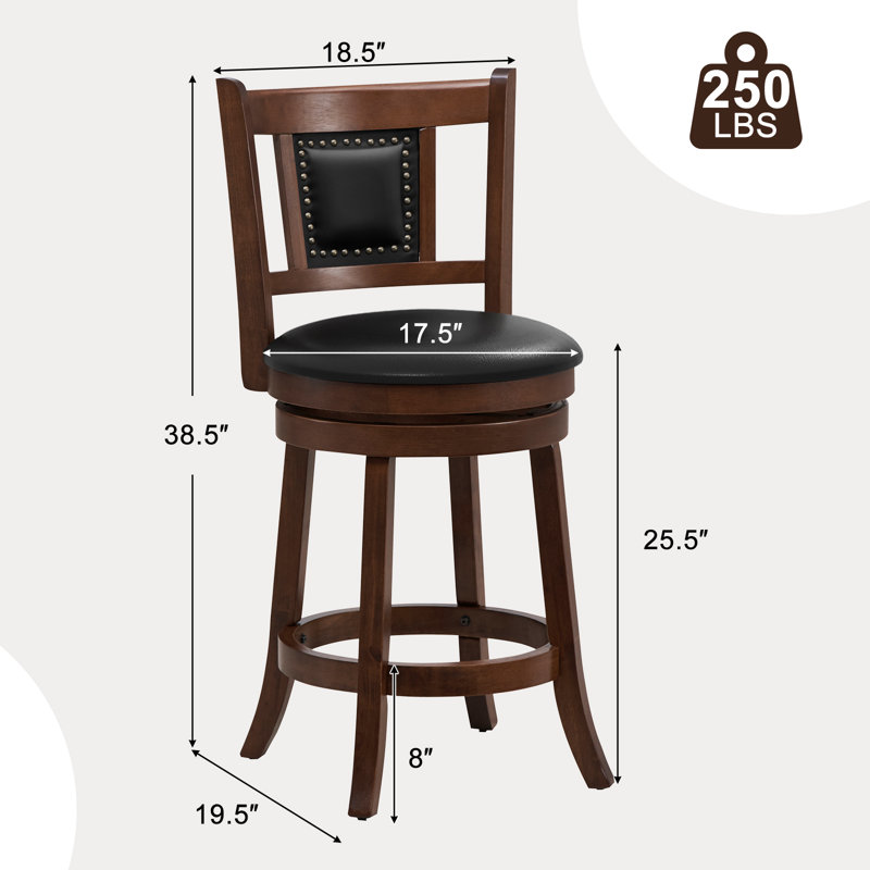 Acelee Swivel Upholstered Counter Stool with Solid Wood Frame, Counter Stool (25.5” Seat Height), 2