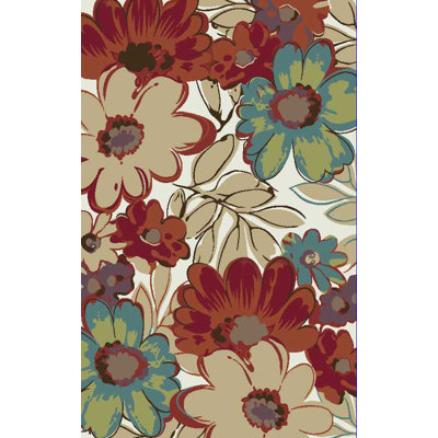 Crème florale/tapis décoratif rouge Jorie