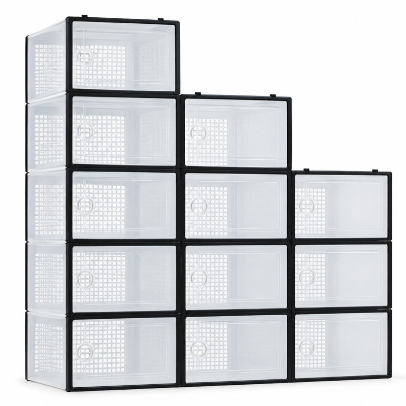 London Boutique Plastic Box, 12PCS, Black