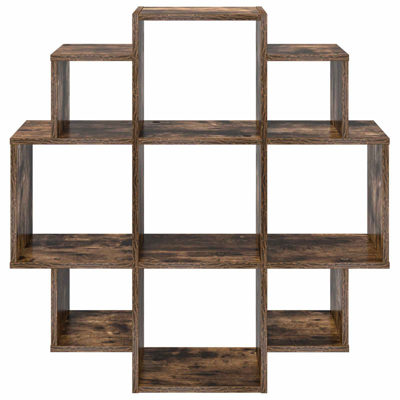  Wall Shelf with Shelf with Storage Engineered Wood Display Modern Decor, Smoked Oak