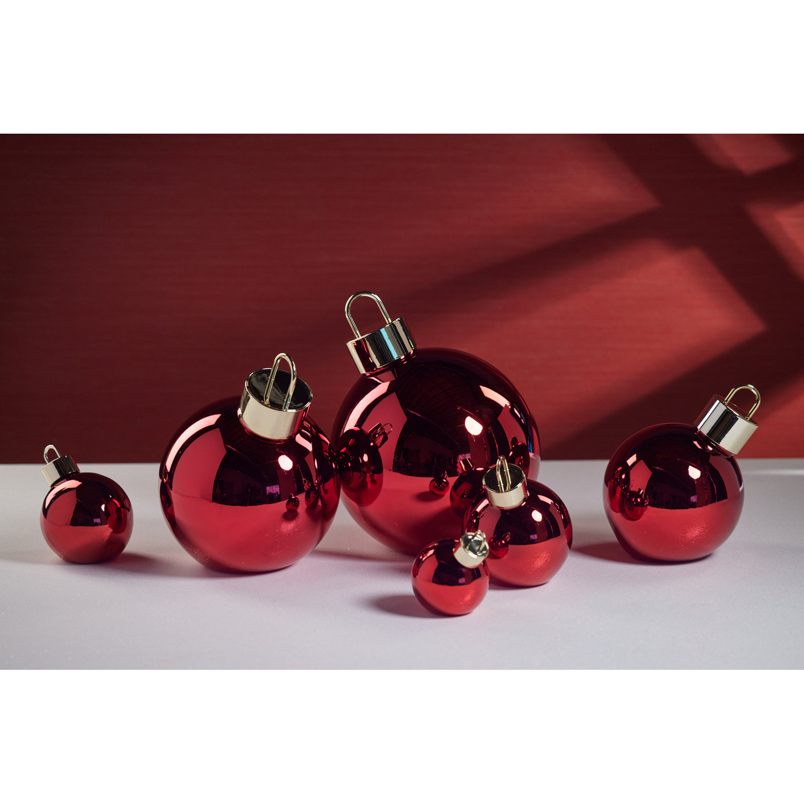 Lighted Glass Slanted Ball Christmas Ornament , 11.75" H x 11.75" W x 11.75" D, Red