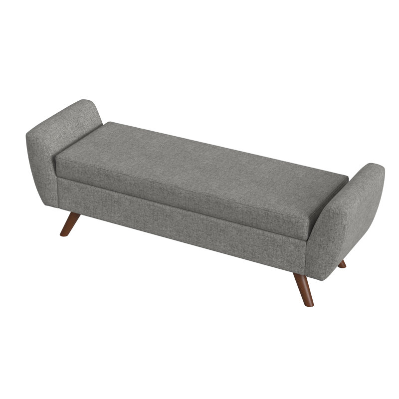 Banc de rangement rembourré Amsi, Gris rocher lunaire