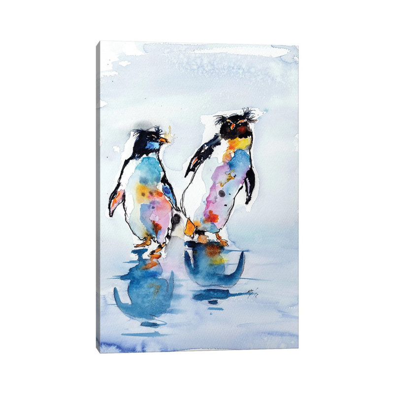 Rockhopper Penguins by Anna Brigitta Kovacs - Wrapped Canvas Print, 20.32 cm H x 30.48 cm W