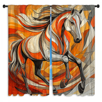Rideaux de fenêtre abstraites avec cheval de course obscurcissant et obscurcissant - 2 panneaux