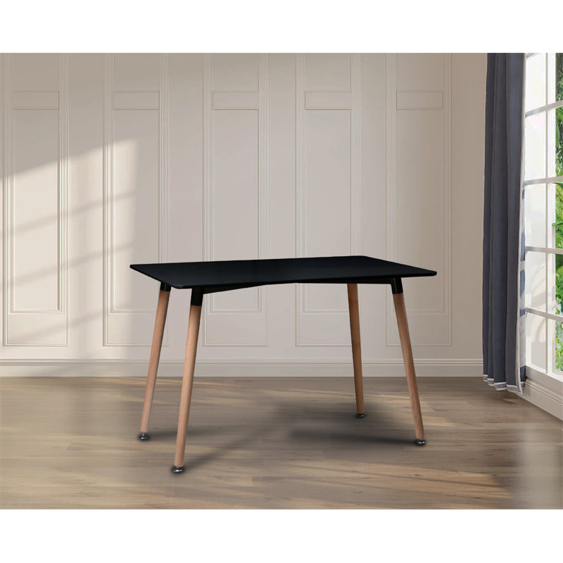 Waris Beech Solid Wood Dining Table, Black