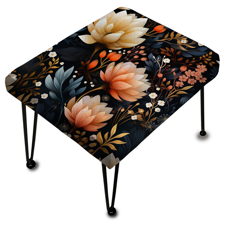 Mystic Yellow And Peach Aura Floral Gardens - Floral Rectangle Ottoman