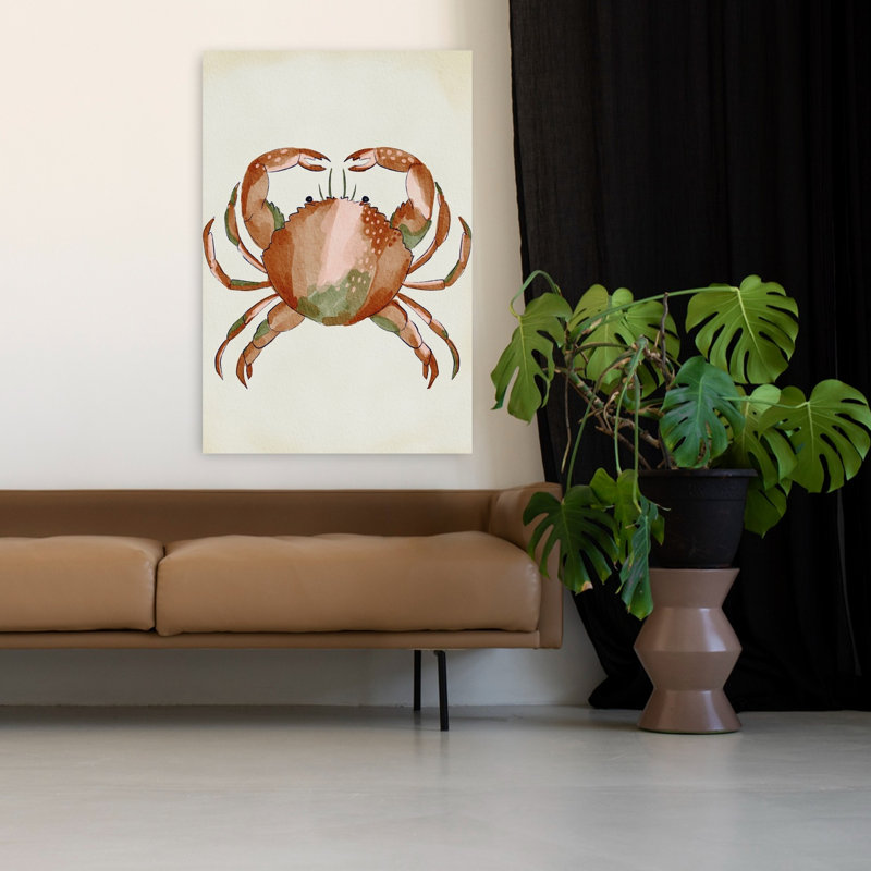 Aquarelle, crabe, coquillages, crabe