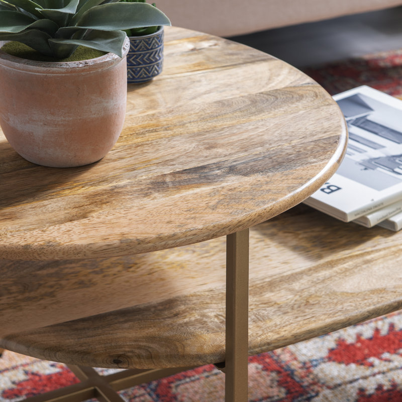 Single Coffee Table, Light Brown, Gold