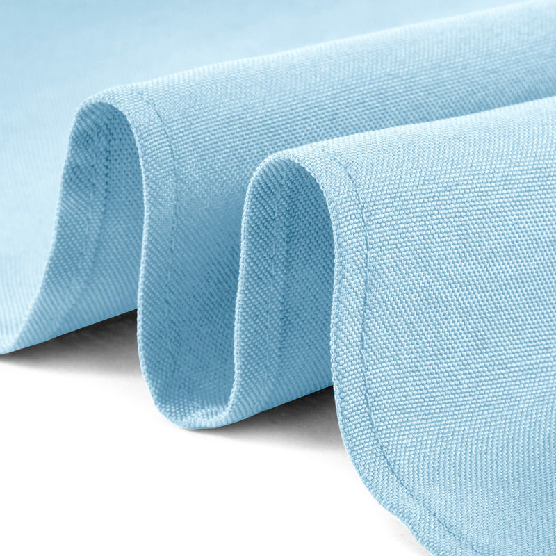 Baby Blue Round Polyester Fabric Tablecloth, 90 Inch Diameter
