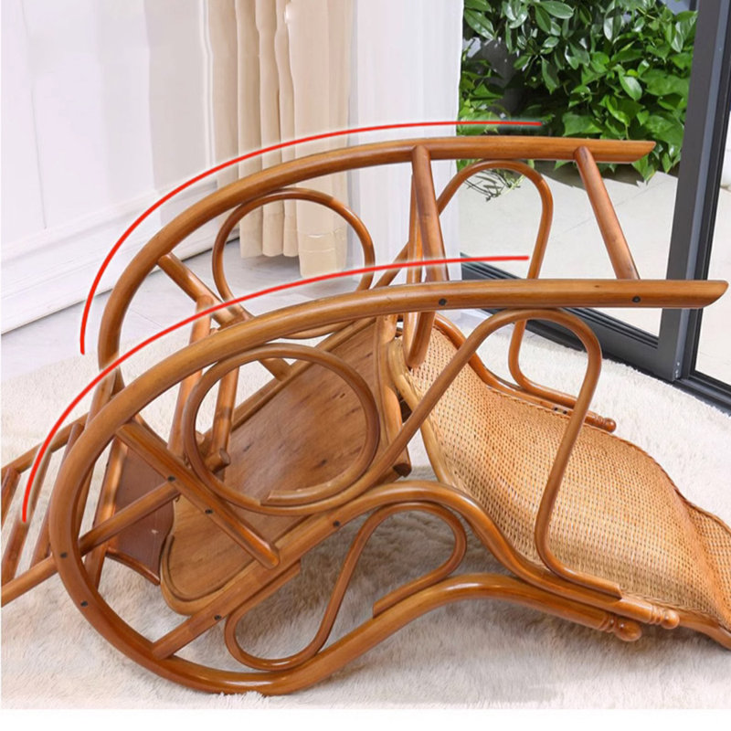 Chaise berçante décontractée en rotin naturel tissé, Brun