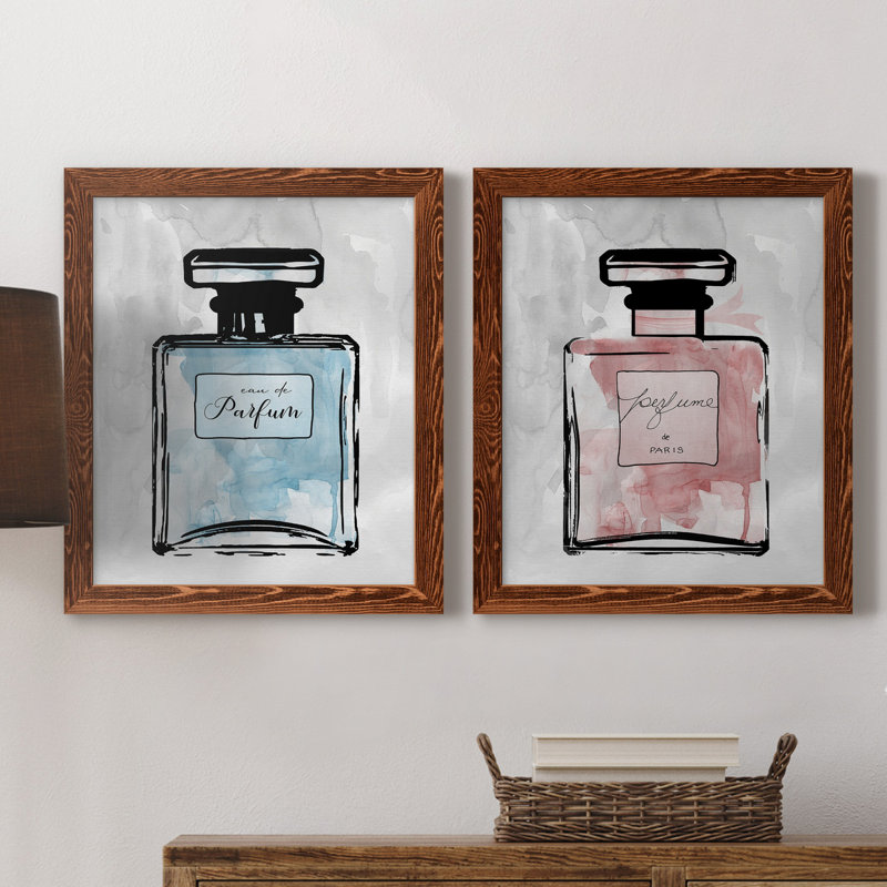 «Blue Wash Perfume», ensemble de 2 reproductions d'art, H 24 po x l 36 po x P 1,5 po, Toile avec cadre érable, Pas de tapis