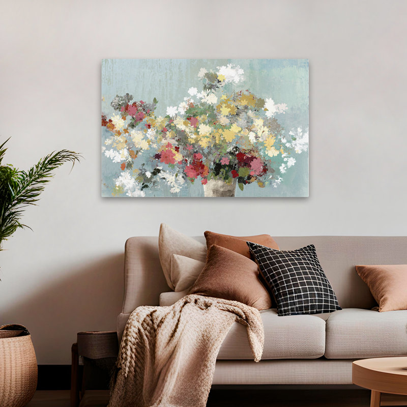 Plantes, fleurs, abstrait, paysage, nature, bouquet abstrait III, art mural, H 32 po x l 48 po