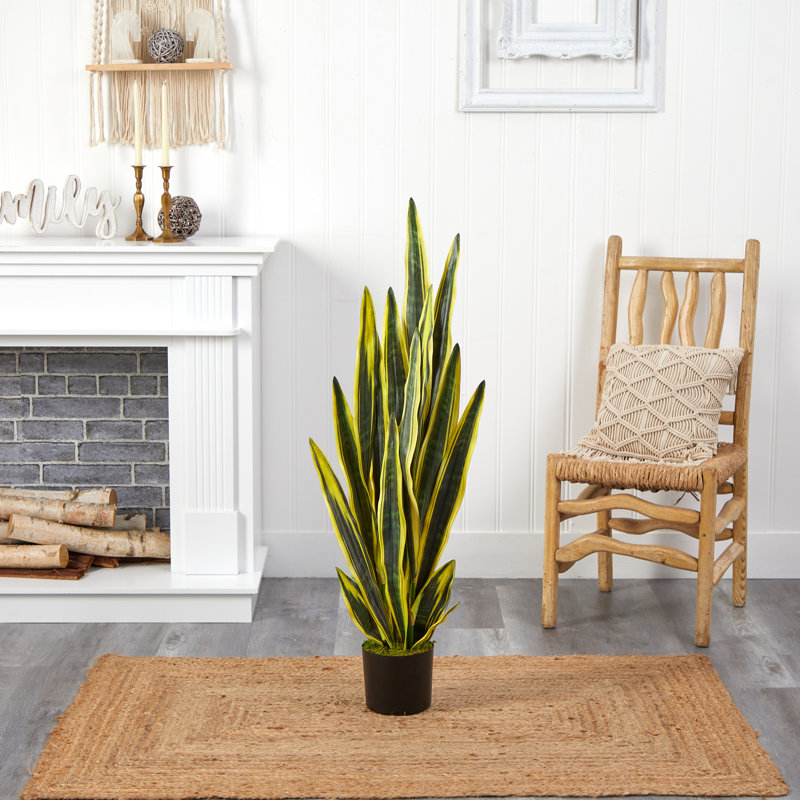 Faux Snake Plant (Sansevieria) Plant in Planter, 48" H x 6" W x 6" D