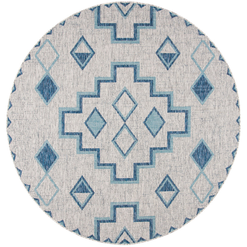 Amarien Geometric Indoor/Outdoor Area Rug, Round 6'7"
